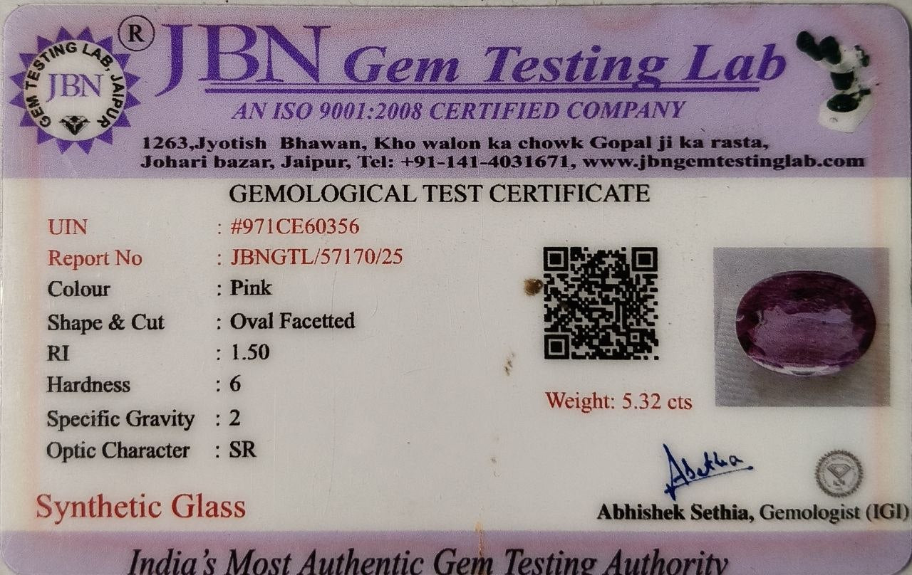 Lab-Grown Pink Ruby, Oval, 5.32 Carats, Certified