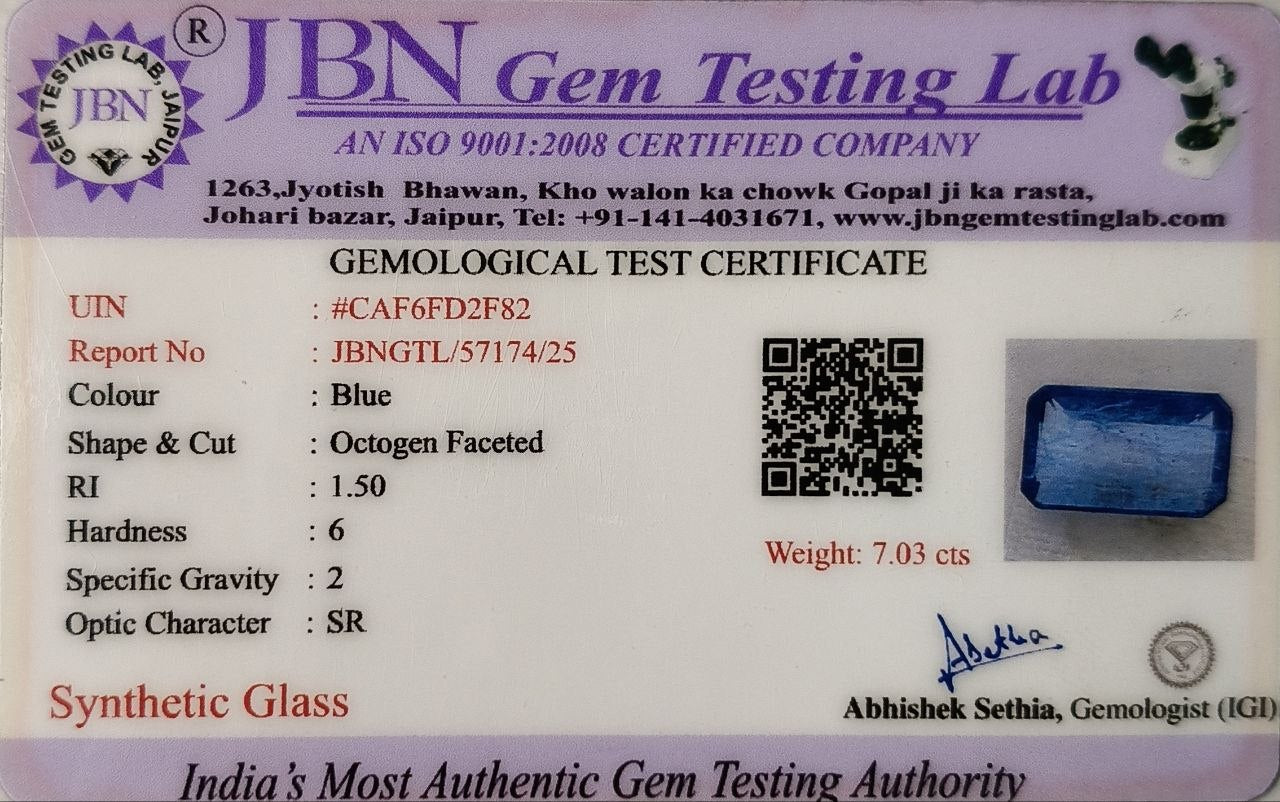 7.03 Ct Lab Grown Blue Sapphire Octagon