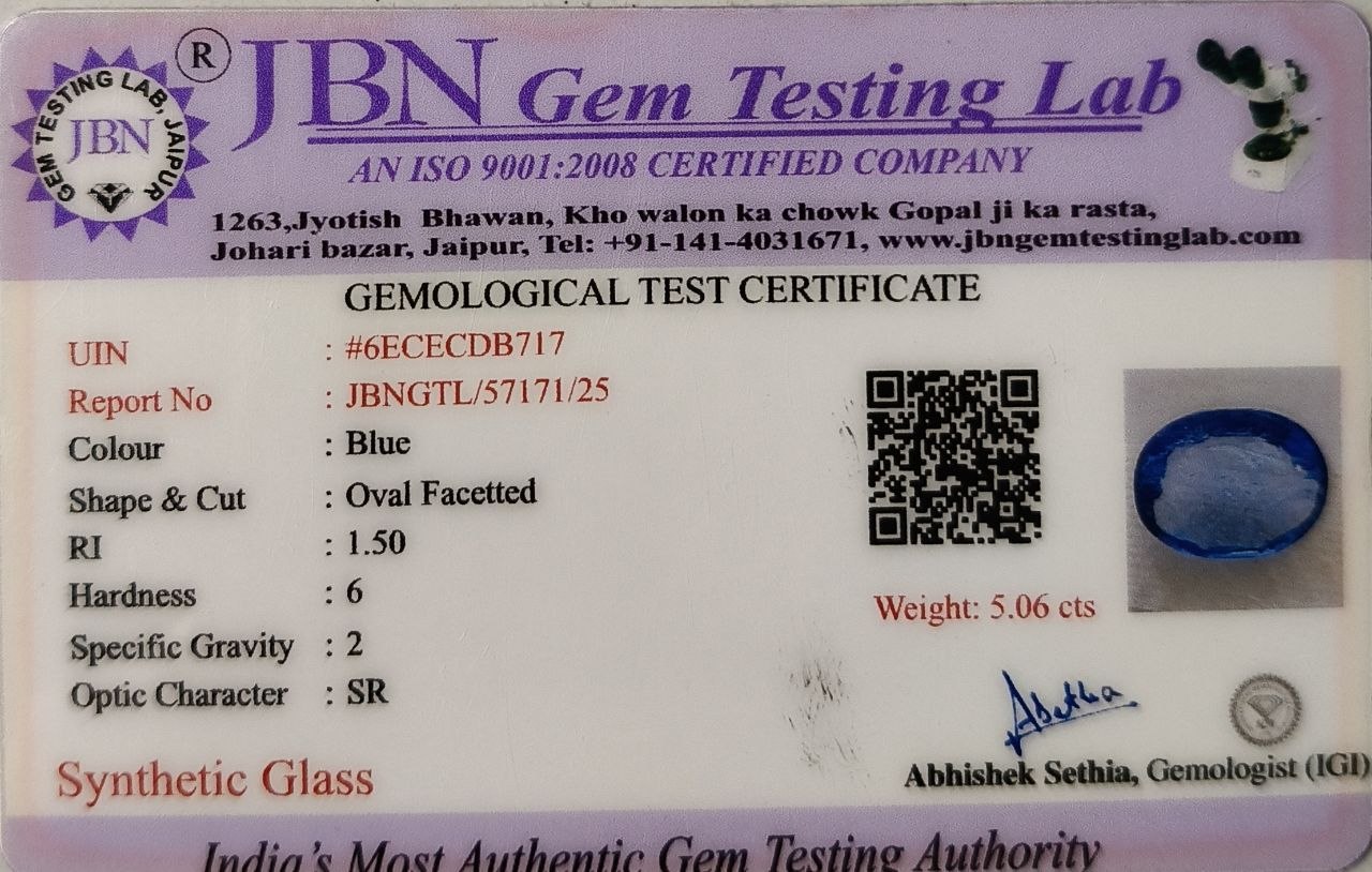 Lab Grown Blue Sapphire - Oval Facet, 5.06 Carats