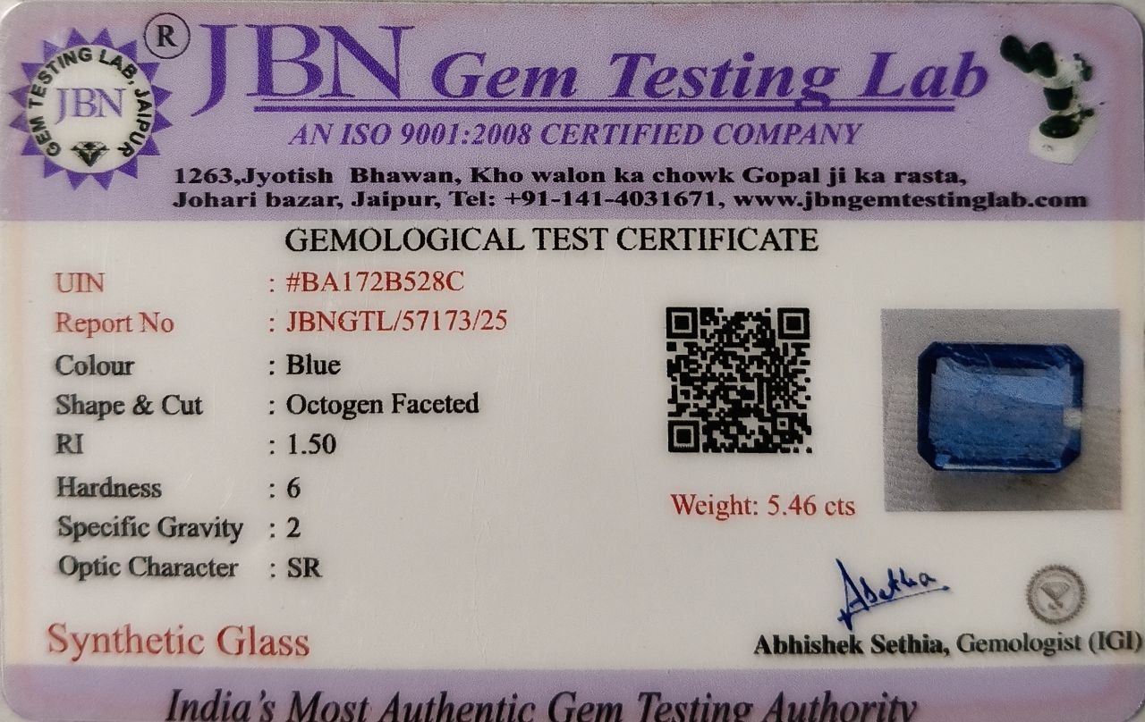 Lab Grown Blue Sapphire 5.46 Carat Octagon | Certified