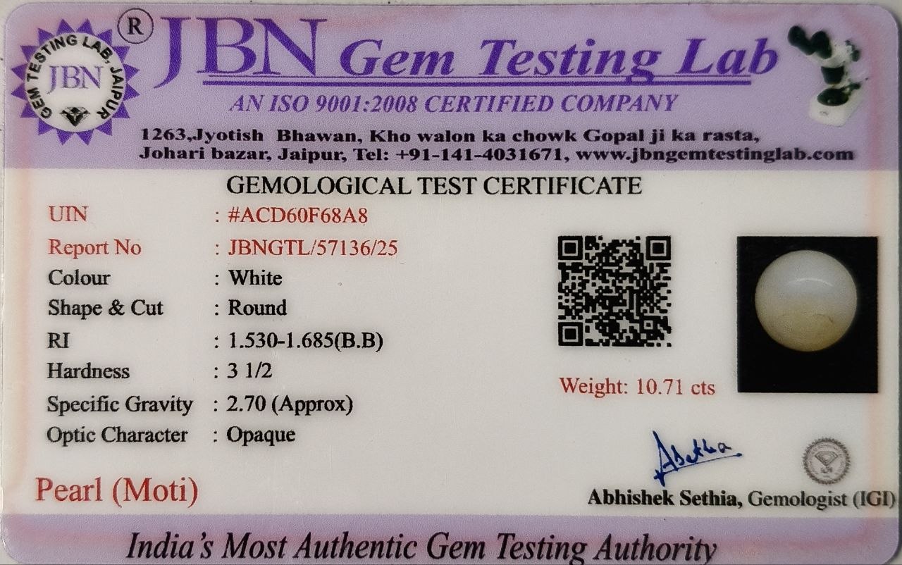 Natural South Sea Pearl (Moti) 10.71 Carats Certified