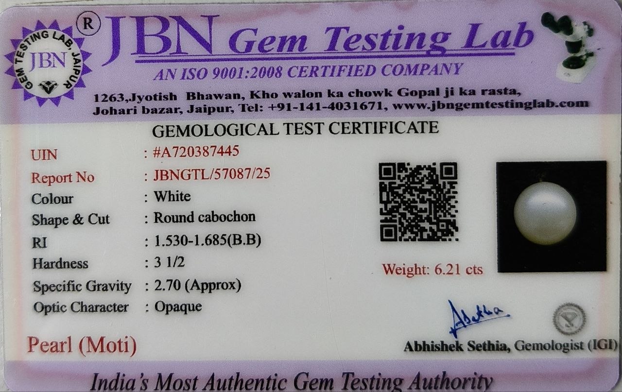 Natural Pearl (Moti) 6.21 Carat Gemstone
