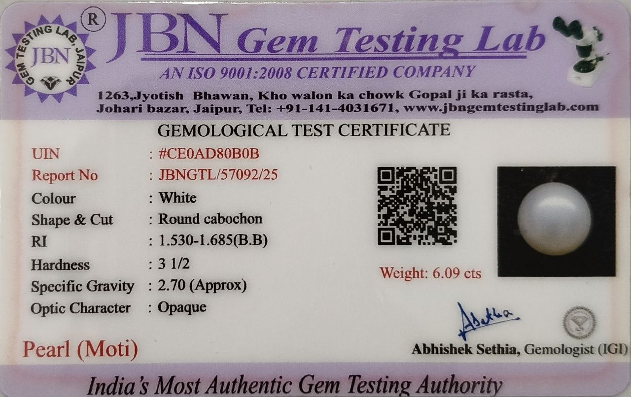 Natural Pearl (Moti) 6.09 Carats Certified