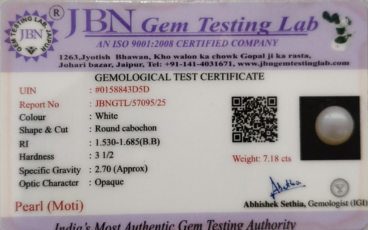 Natural Pearl (Moti) 7.18 Carat Certified