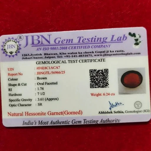 Natural Hessonite Garnet (Gomed) 6.24 Carat
