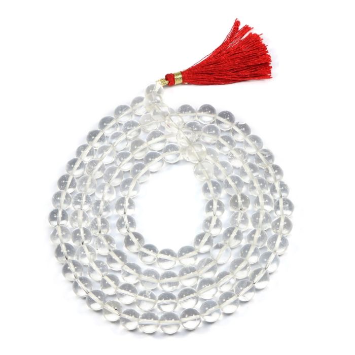 Natural Sphatik Crystal Jaap Mala 108+1 Beads