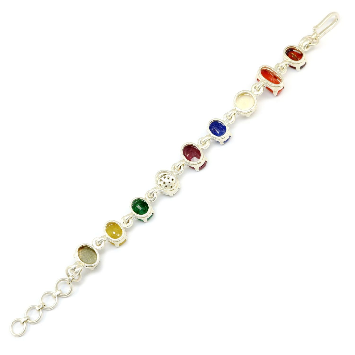 Navratna Sterling Silver Bracelet