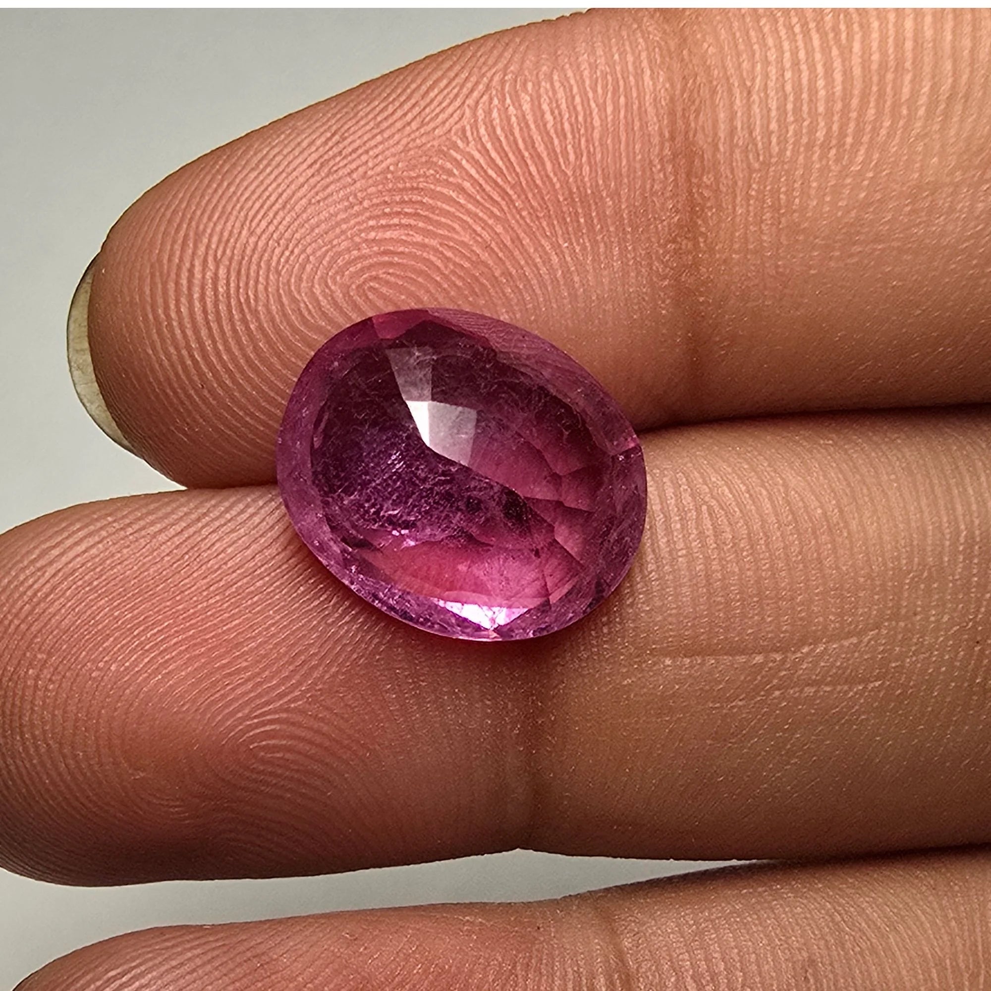 Lab Grown Ruby Pink Gemstone 5.32 Carat Oval Cut Certified Stone for Love & Attraction