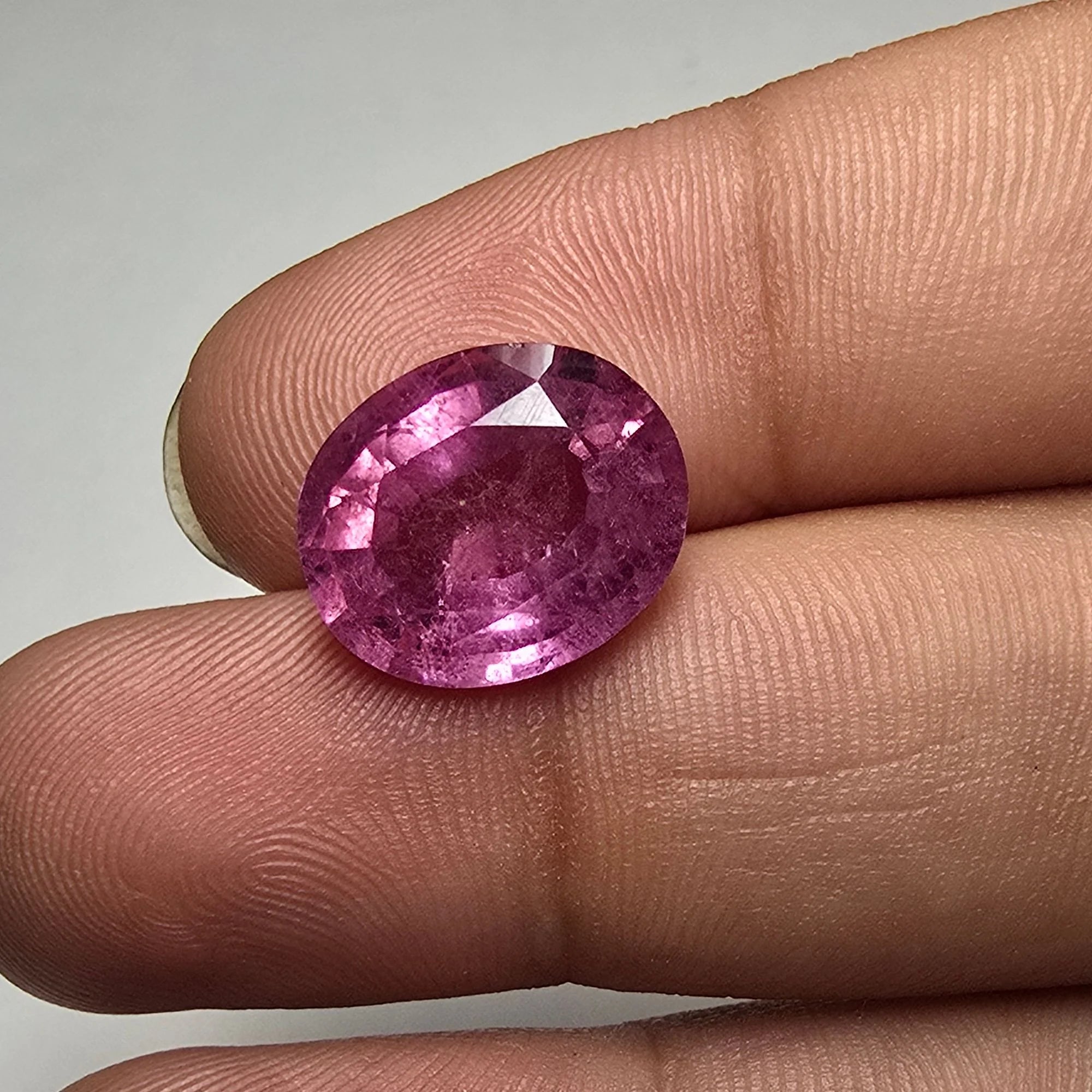 Lab Grown Ruby Pink Gemstone 5.32 Carat Oval Cut Certified Stone for Love & Attraction