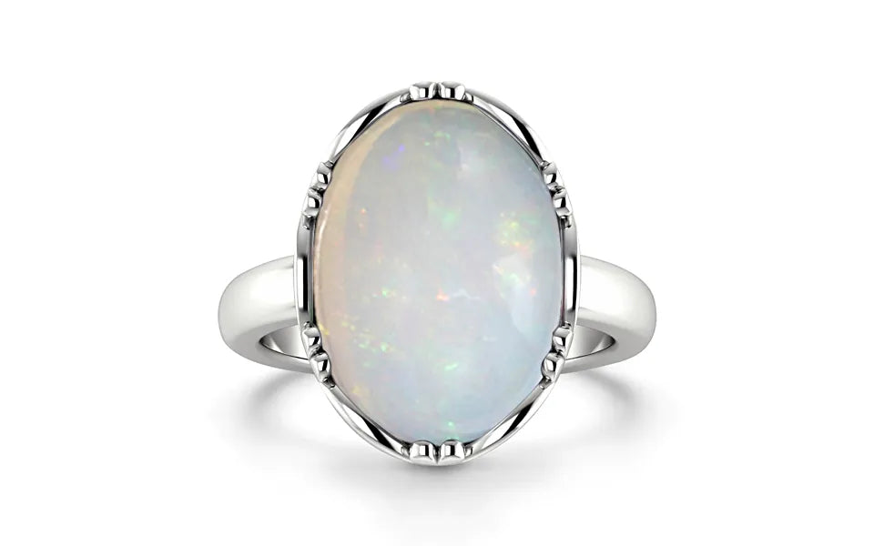 Opal with Fire (Ethiopia) Sterling Silver Ring (AO21)