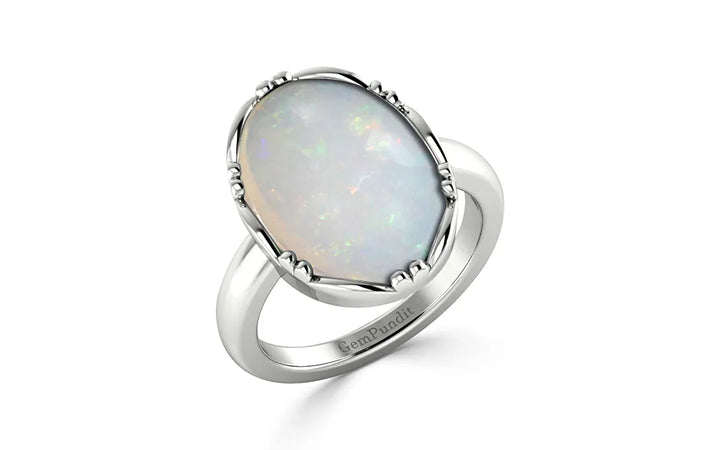 Opal with Fire (Ethiopia) Sterling Silver Ring (AO21)