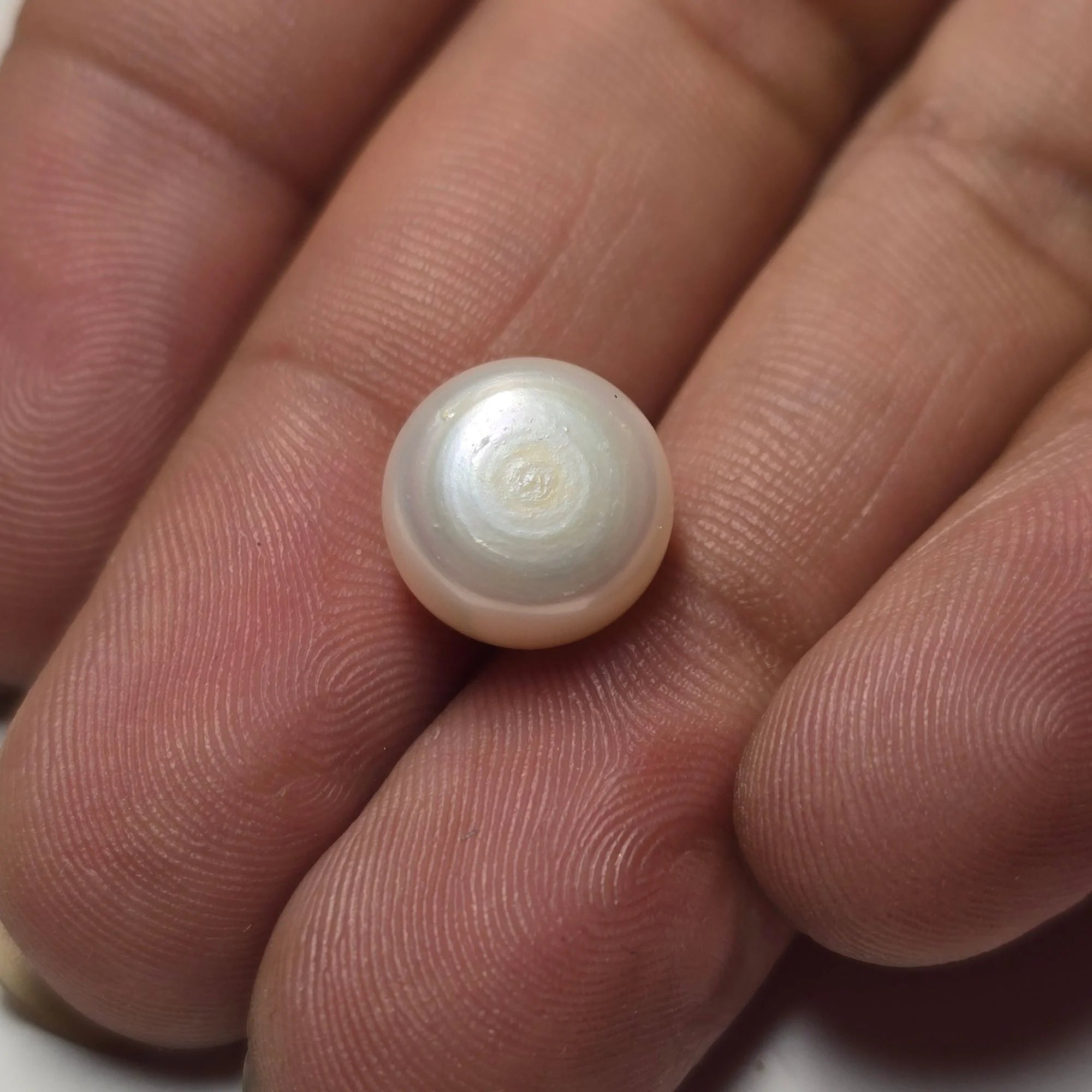 Natural Pearl Moti 6.04 Carat Round Cabochon White Gemstone
